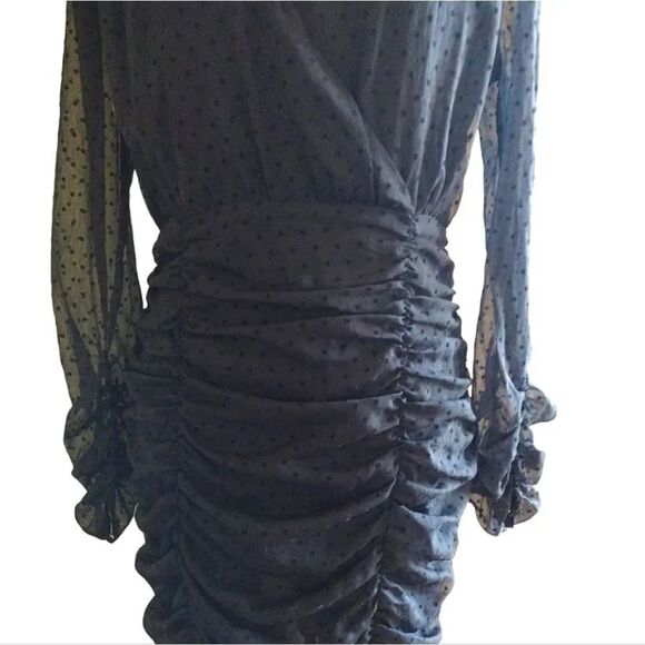 Nasty Gal Black Mesh Quit Ruchin' Spotty Mini Dress Large NWOT - Picture 6 of 16